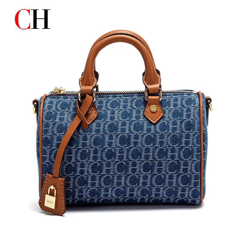 Luxury Bags Denim - CH Vintage Denim Boston-tas voor dames