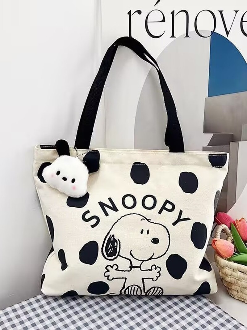 Shoulder Bag Slouchy - Cartoon Snoopy canvas schoudertas voor dames