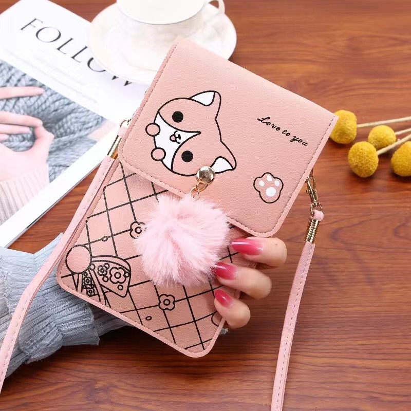 Shoulder Bag Slouchy - Leuke telefoontas met touchscreen en cartoonpatroon